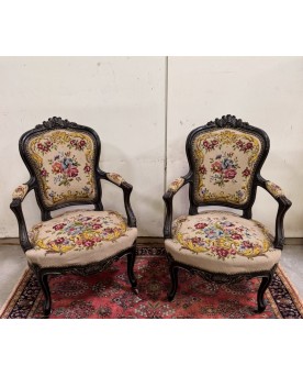 Le village de 58 brocanteurs - Fauteuil de bureau style Louis XV en noyer