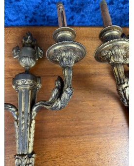 Le village de 58 brocanteurs - Paire D’appliques Style Lxvi En Bronze Doré