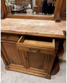 Le village de 58 brocanteurs - D'aprés Gauthier Poinsignon Buffet époque Art Nouveau Ecole de Nancy en noyer