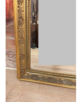 Le village de 58 brocanteurs - Grand Miroir époque Napoléon III En Bois Doré