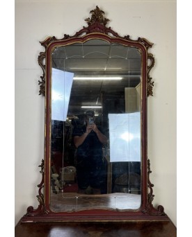 Le village de 58 brocanteurs - Important Miroir Vénitien De Style Louis XV Baroque En Bois Laqué Et Doré