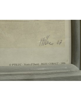 Le village de 58 brocanteurs - Affiche d'Art de Ptiluc : Face de rats - Dure pêche / signée et datée