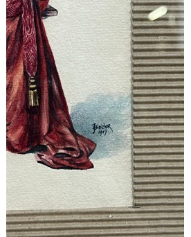 Le village de 58 brocanteurs - Deux aquarelles figurant un ecclésiastique et son chien